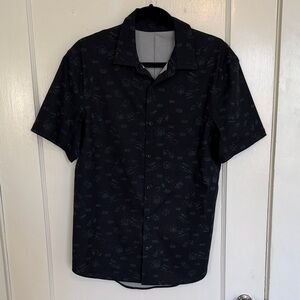 lululemon athletica Men's Black Patterned Button Down Shirt